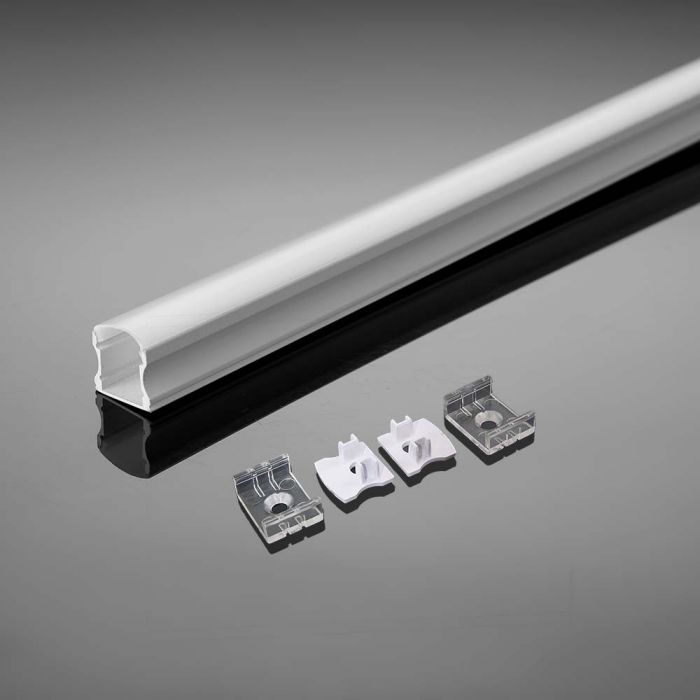 Aluminium Profile Mounting Kit with Diffuser for LED Strip PCB 20mm Surface 2000x17.2x14.4mm