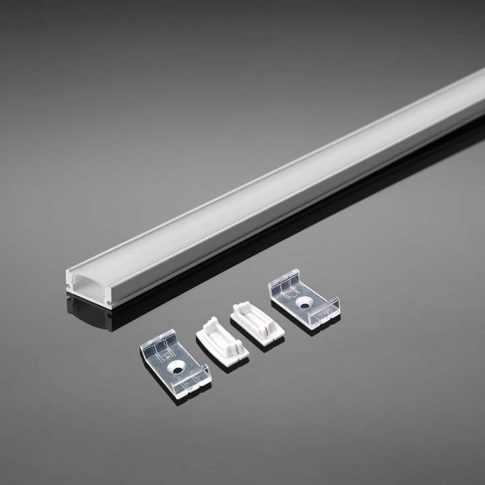 Aluminium Profile Mounting Kit with Diffuser for LED Strip PCB 20mm Surface 2000x23.5x10.4mm