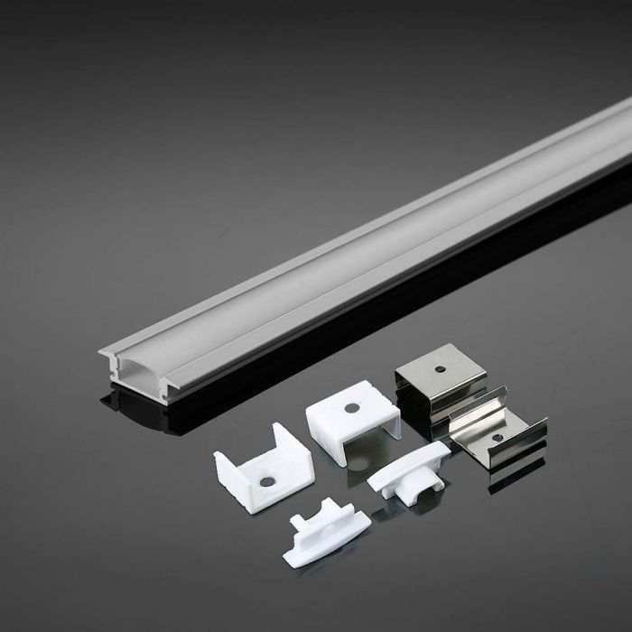 Aluminium Profile Mounting Kit with Diffuser for LED Strip 12mm Recessed 2000X24.7X7mm WHITE