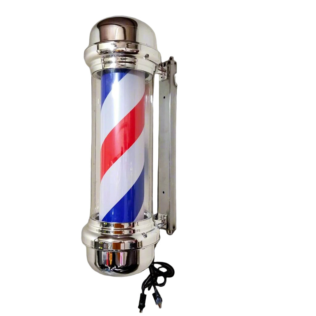 29" LED Rotating Barber Pole Light - Classic Red, White & Blue Hair Salon Sign