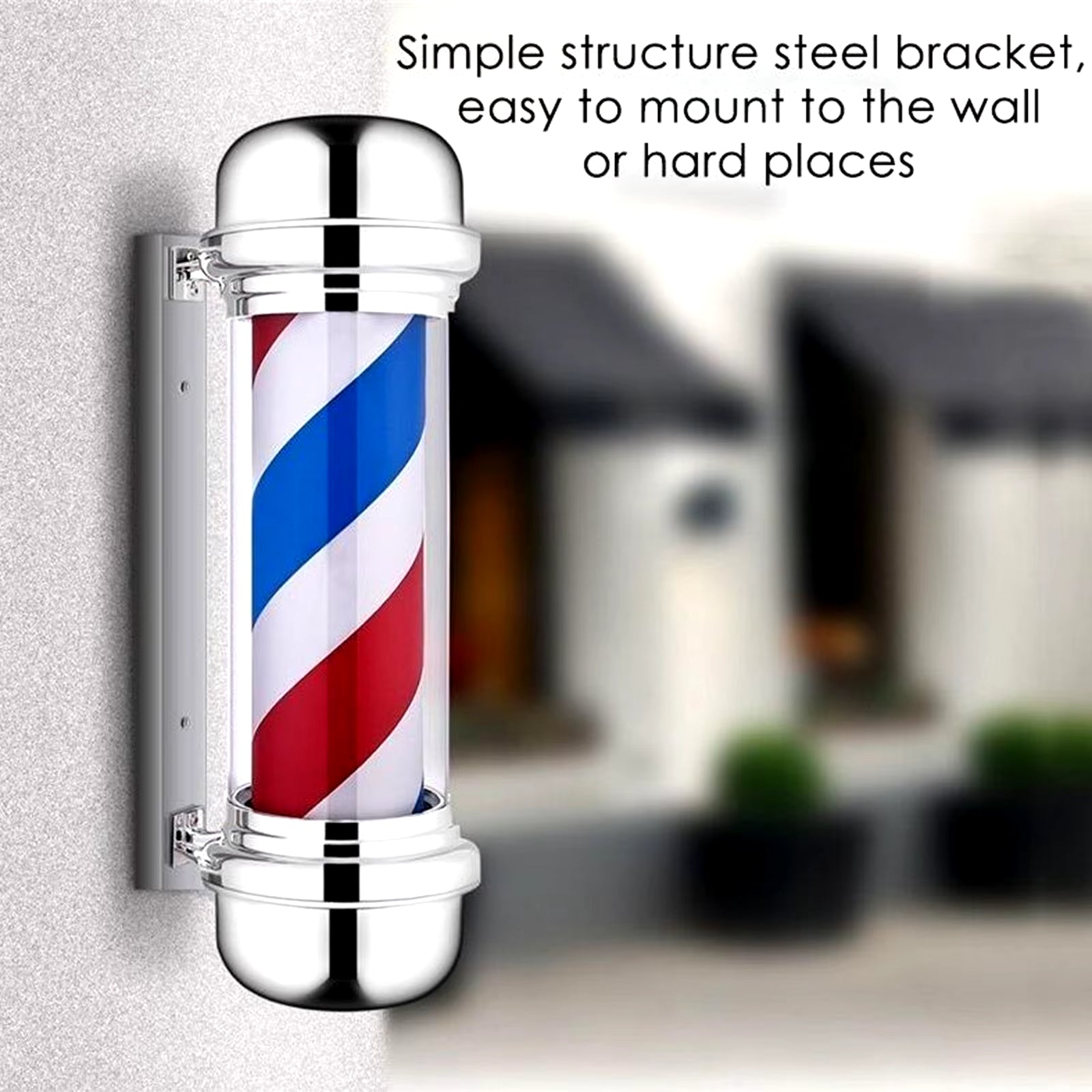 29" LED Rotating Barber Pole Light - Classic Red, White & Blue Hair Salon Sign