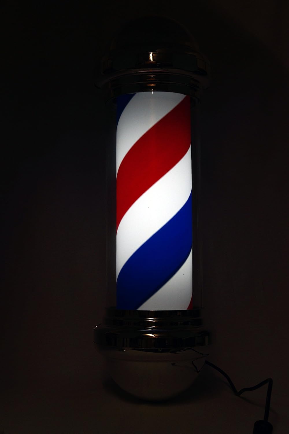 29" LED Rotating Barber Pole Light - Classic Red, White & Blue Hair Salon Sign