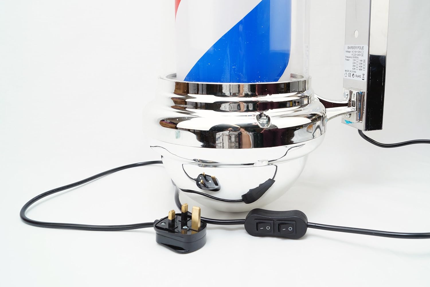 29" LED Rotating Barber Pole Light - Classic Red, White & Blue Hair Salon Sign