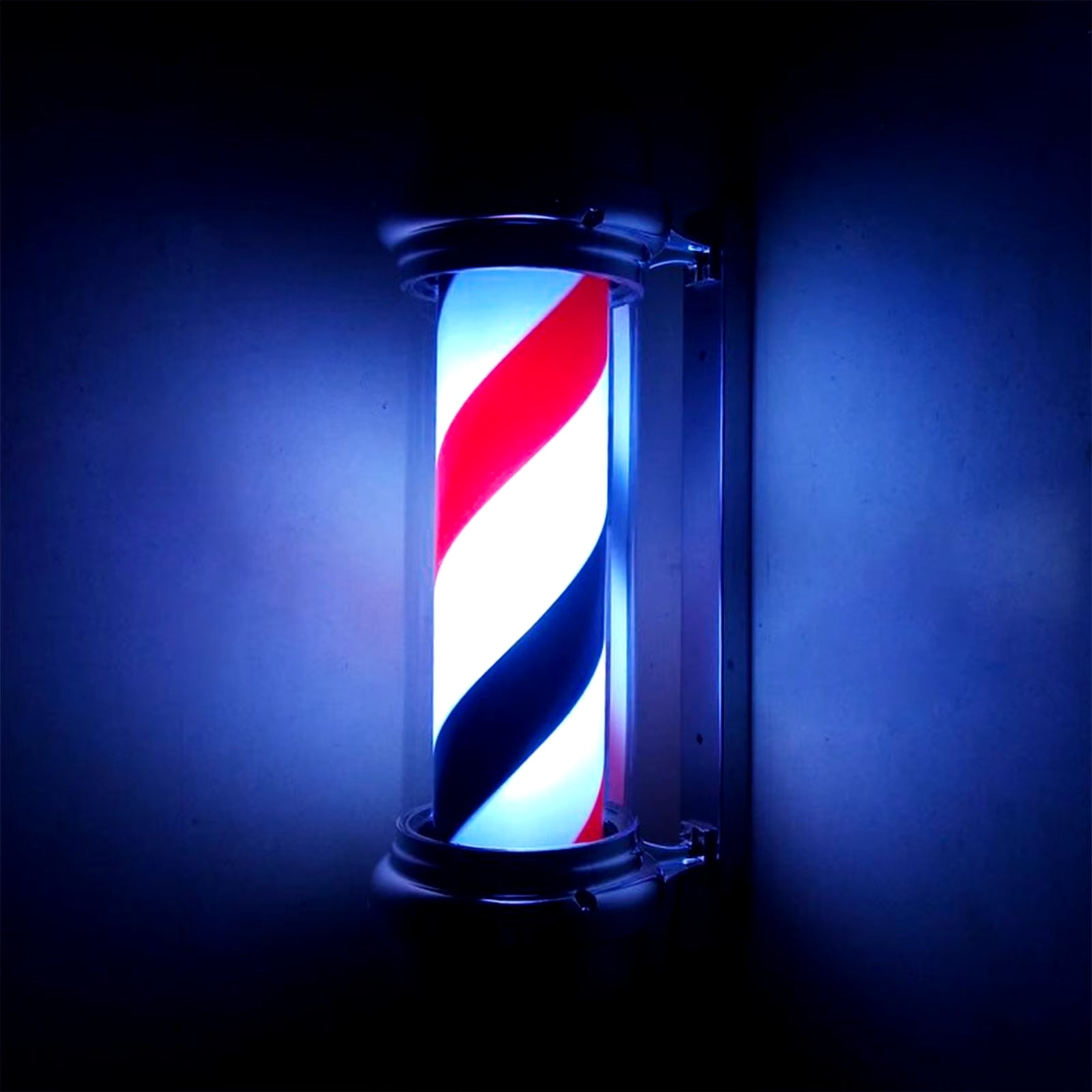 29" LED Rotating Barber Pole Light - Classic Red, White & Blue Hair Salon Sign