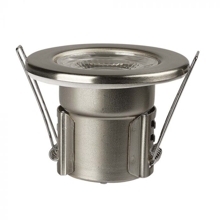 LED Fire Rated Dimmable Downlight with Antiglare Lens Satin Nickle Body Color