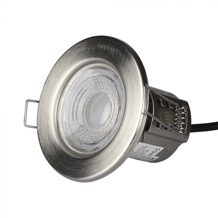 LED Fire Rated Dimmable Downlight with Antiglare Lens Satin Nickle Body Color