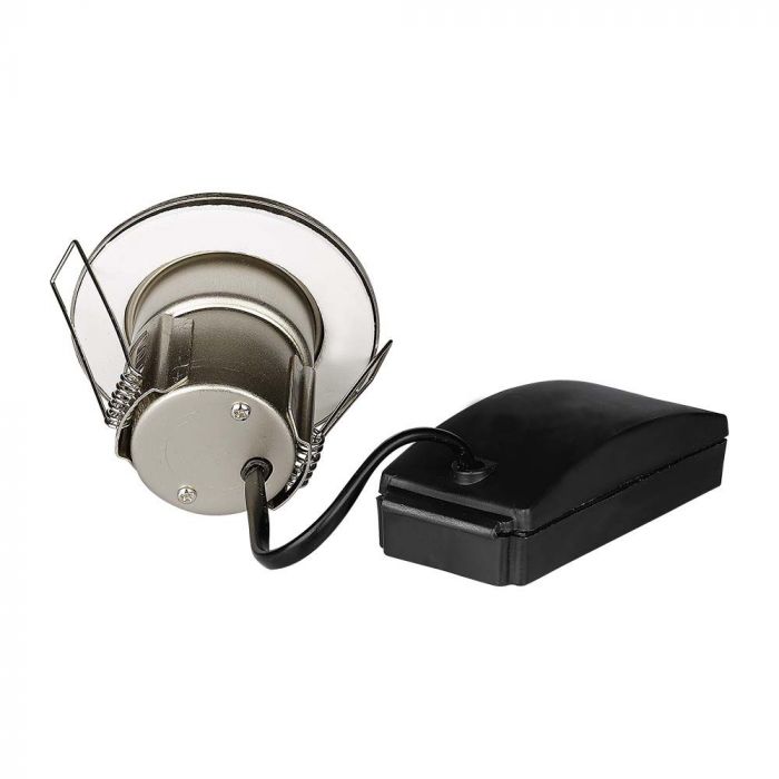 LED Fire Rated Dimmable Downlight with Antiglare Lens Satin Nickle Body Color