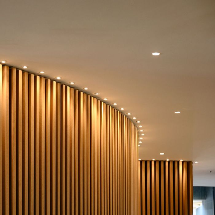 LED Fire Rated Dimmable Downlight with Antiglare Lens Satin Nickle Body Color