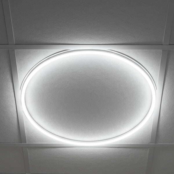 Modern Round LED Halo Ceiling Light 600mm - 40W Suspended Office Circle Frame