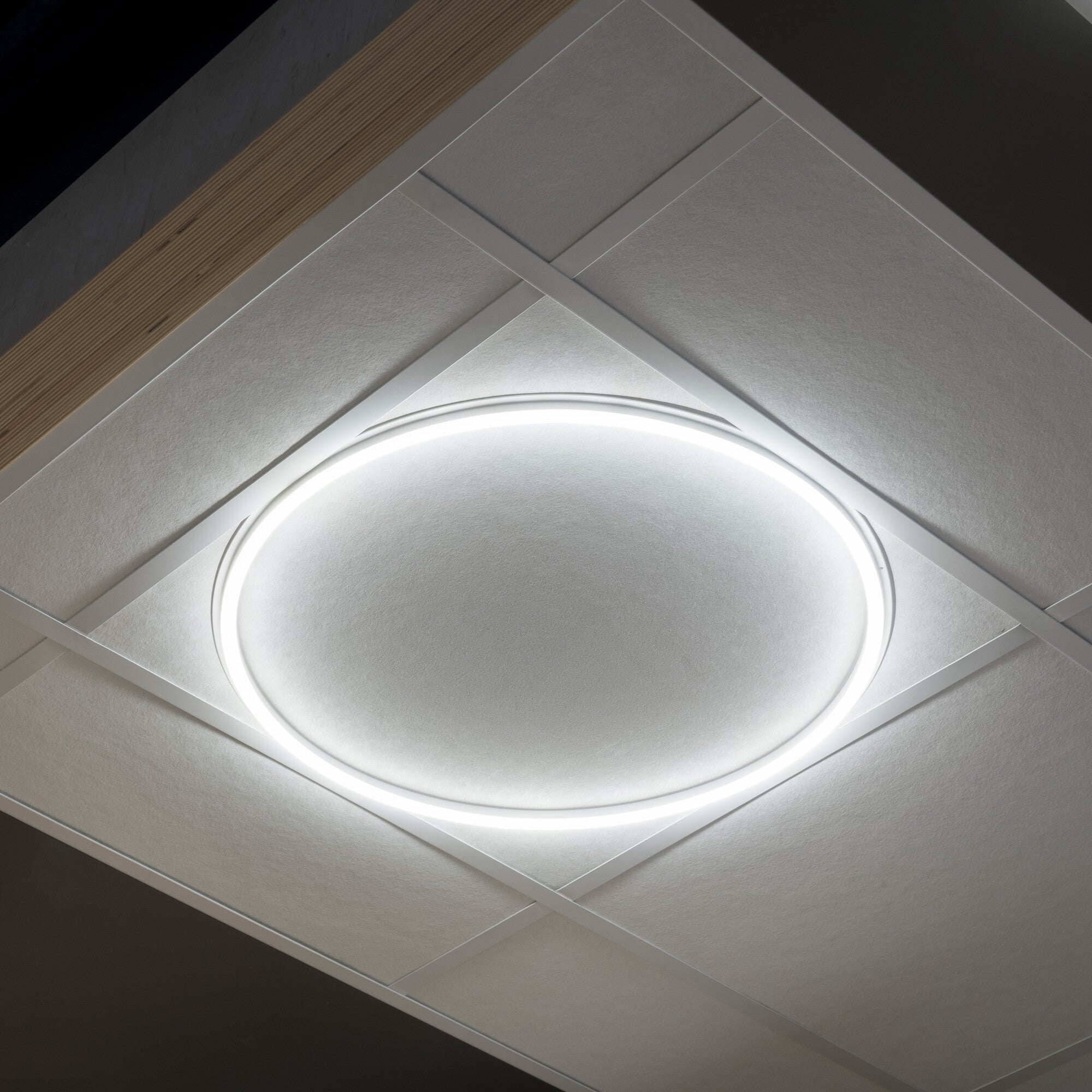 Modern Round LED Halo Ceiling Light 600mm - 40W Suspended Office Circle Frame