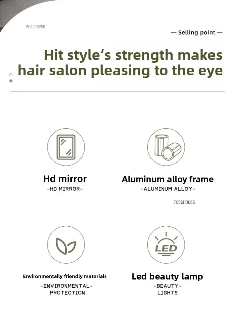 X2 Modern Wall Mounted Touch Screen Hairdressing Mirrors Luxury Hair Salon Furniture Barber Shop Mirror Station with Led Light