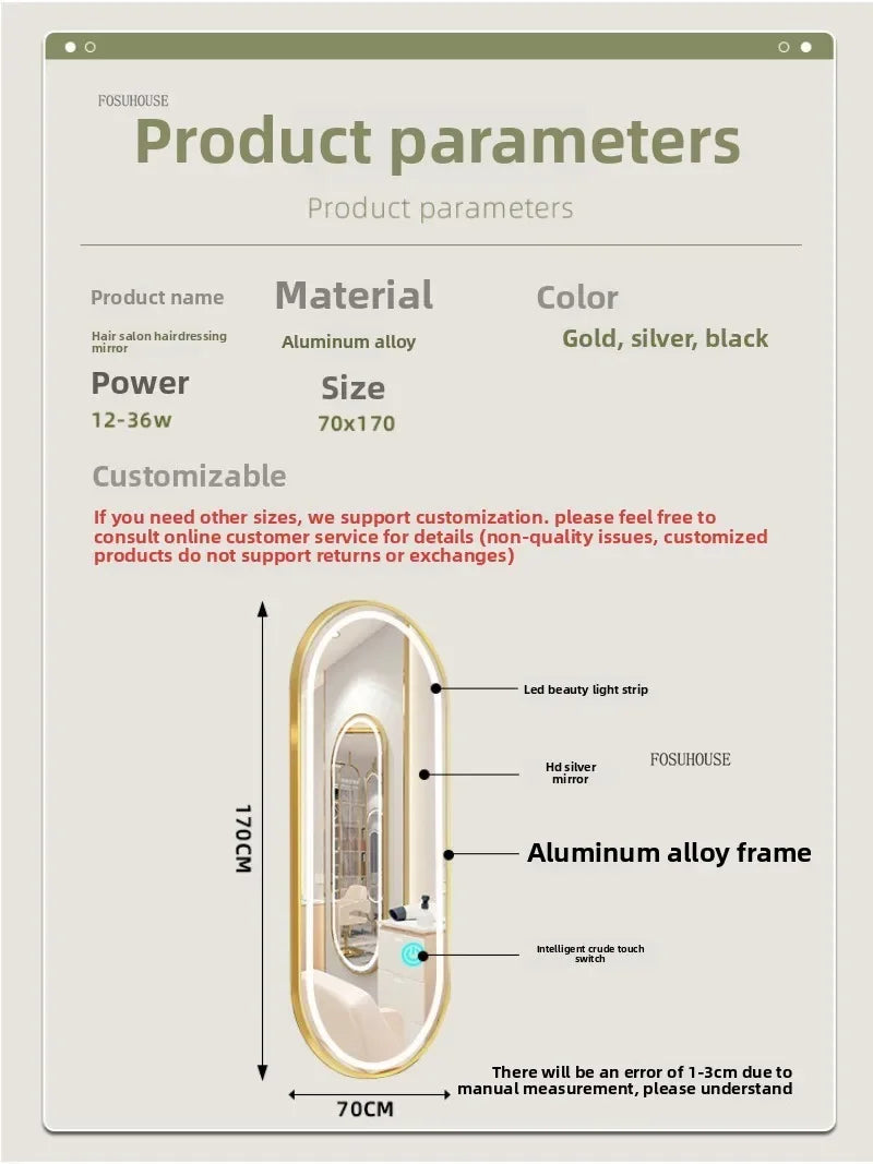 X2 Modern Wall Mounted Touch Screen Hairdressing Mirrors Luxury Hair Salon Furniture Barber Shop Mirror Station with Led Light