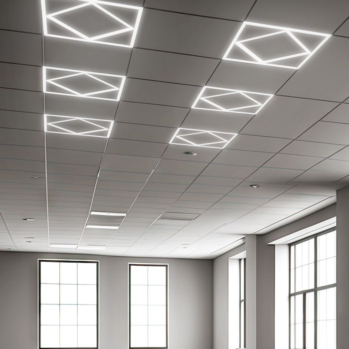 6 x VTAC 64W LED DIAMOND-IN-SQUARE PANEL LIFUD DRIVER+QC 595x595MM FLICKER FREE 6500K