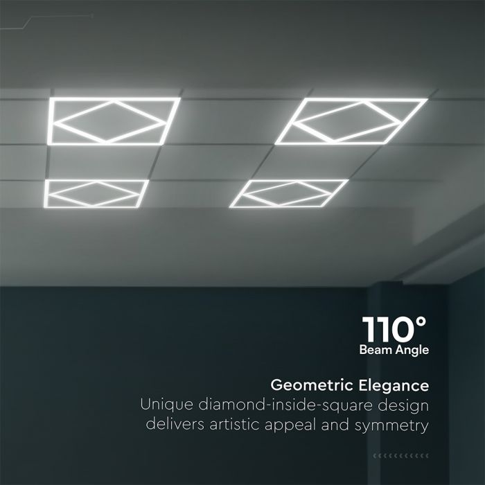 6 x VTAC 64W LED DIAMOND-IN-SQUARE PANEL LIFUD DRIVER+QC 595x595MM FLICKER FREE 6500K