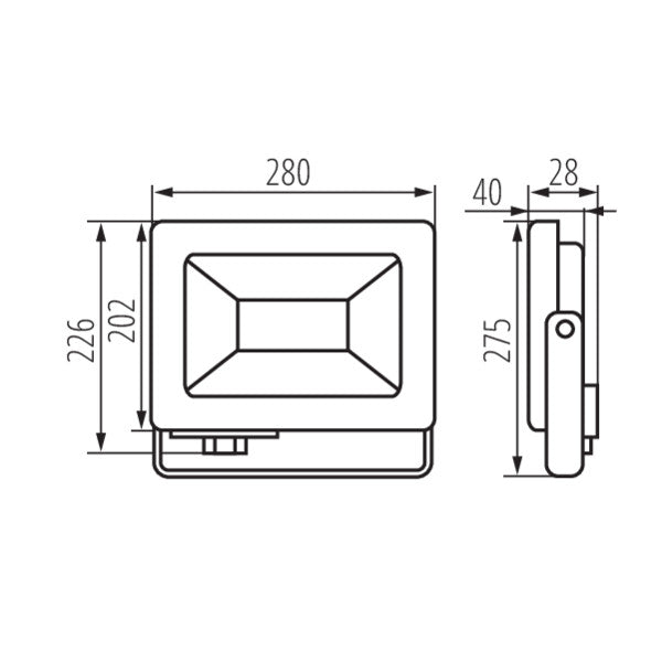 100W LED floodlight, IP65, 4000K, Black body, 9500LM