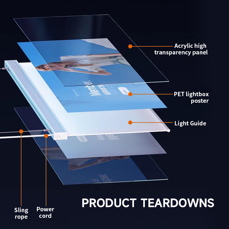 Double Sided LED Display Hanging Slim Light Box 100x35cm