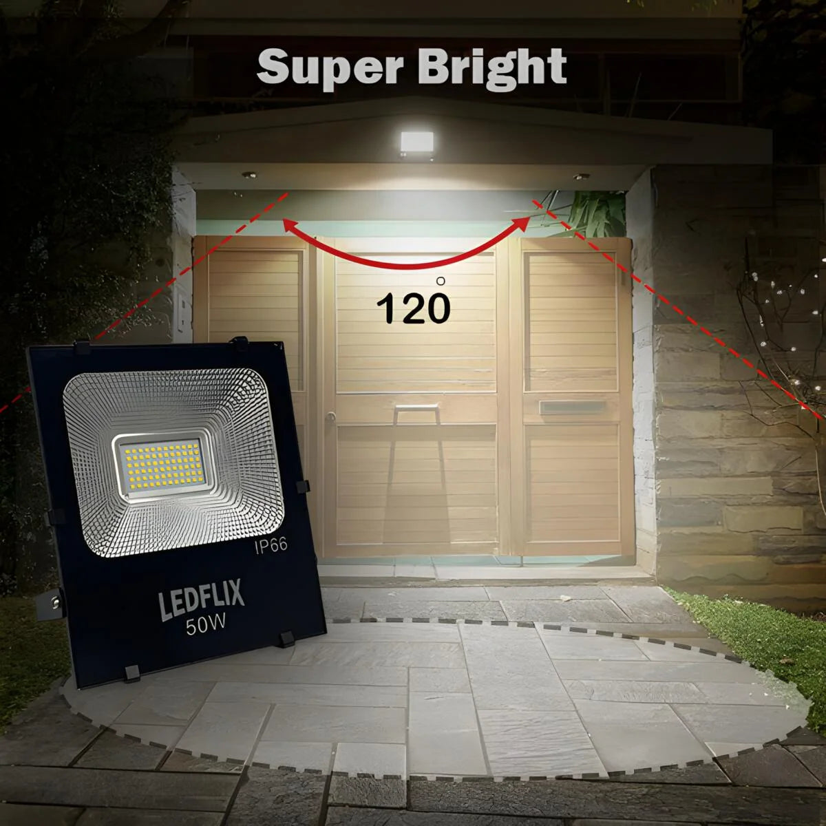 LED Floodlights IP66, 50W with Cold White with sensor
