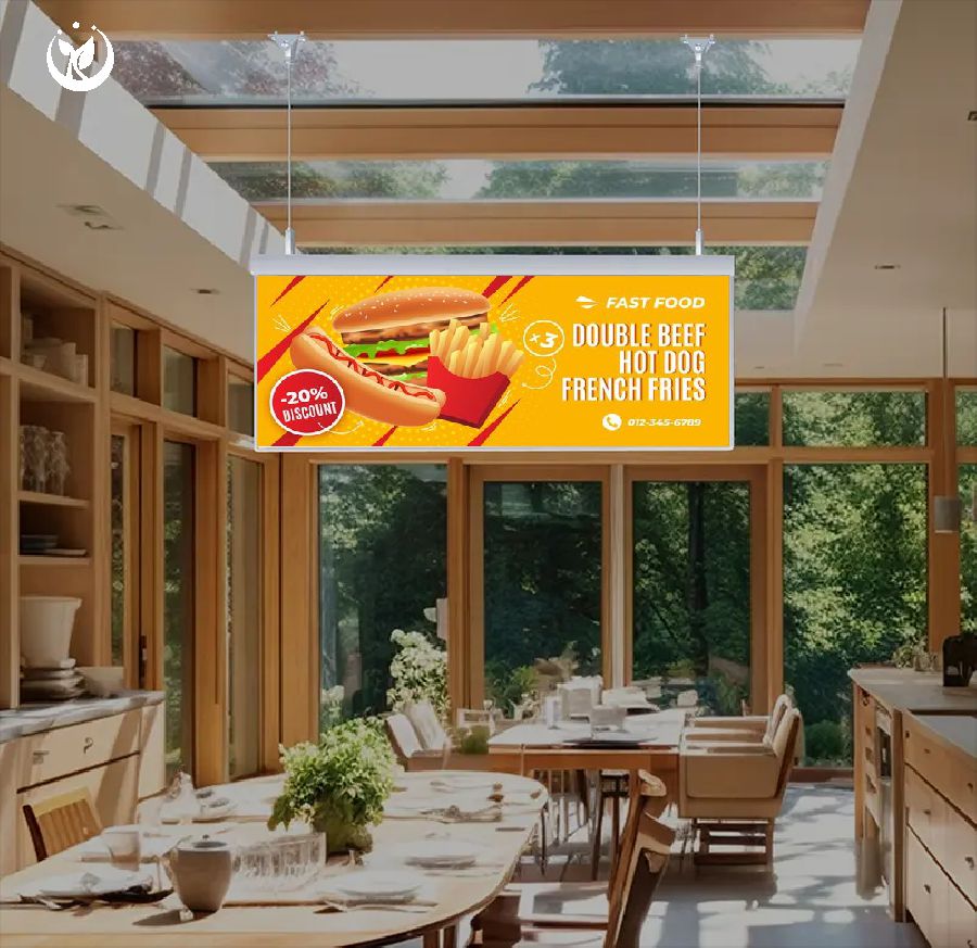 Double Sided LED Display Hanging Slim Light Box 100x35cm