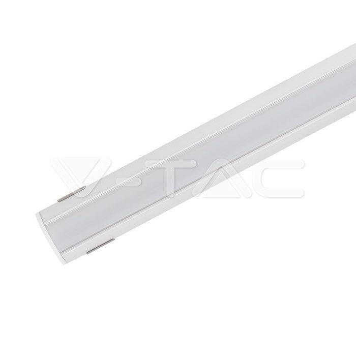 LED Strip Mounting Kit With Diffuser Aluminum 2000 x 19 x 19mm Milky