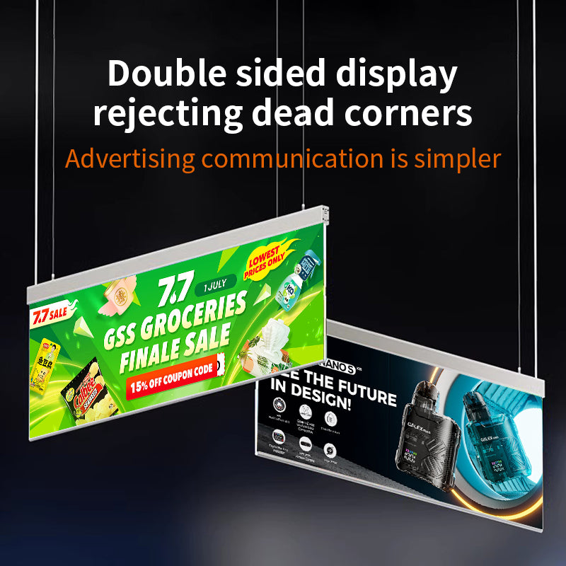 Double Sided LED Display Hanging Slim Light Box 100x35cm