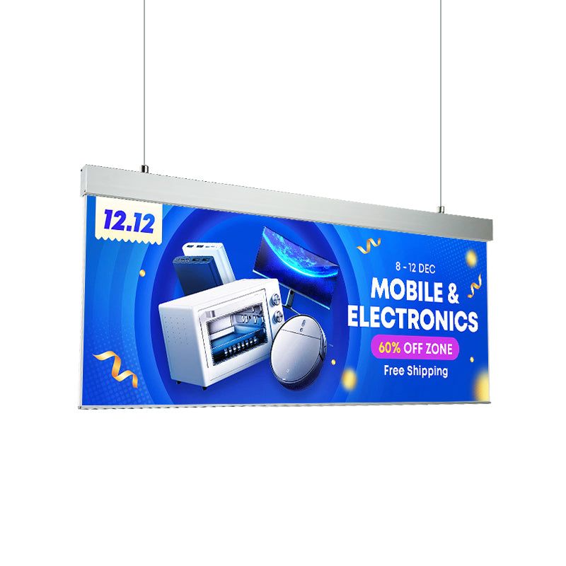 Double Sided LED Display Hanging Slim Light Box 100x35cm