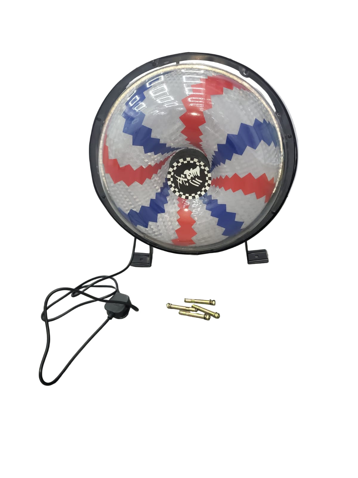 Classic Round Rotating Barber Sign | 42cm LED Illuminated Windmill Light