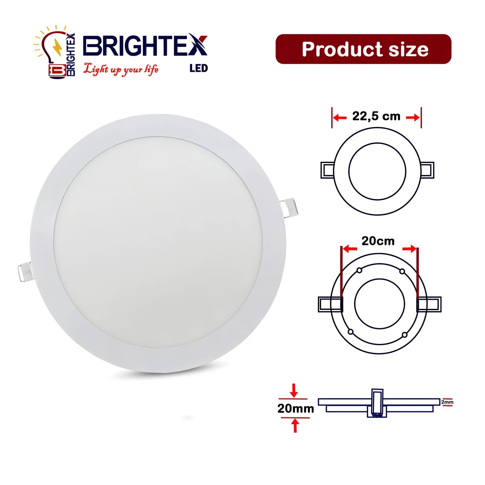 Led Round Panel Light 20w Recessed Cool White