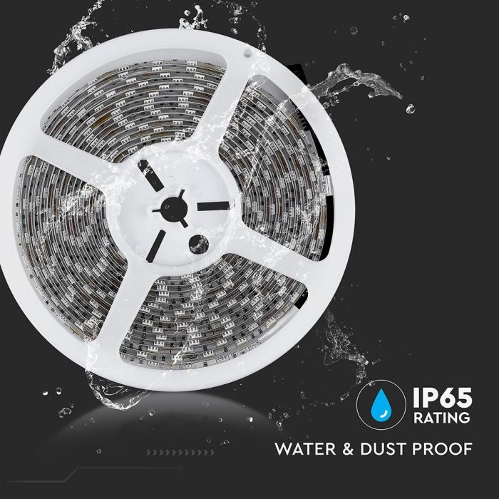 V-TAC IP65 SMD 5050 LED Strip Light 5m Roll | RGB | White (6400K)