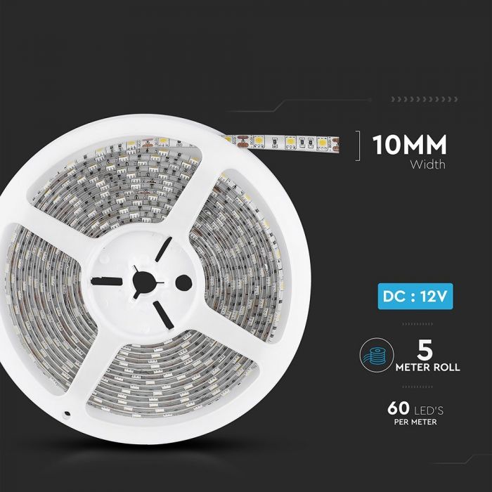 V-TAC IP65 SMD 5050 LED Strip Light 5m Roll | RGB | White (6400K)