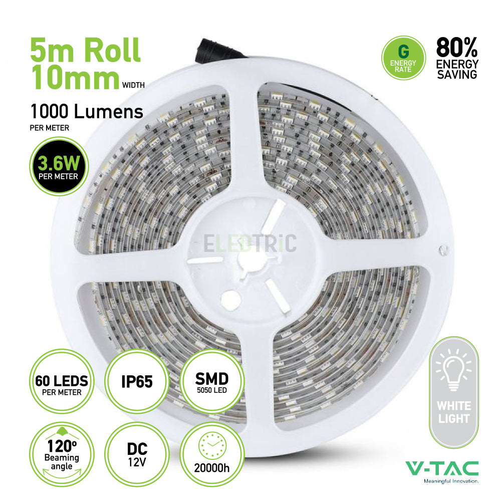V-TAC SMD 3528 LED Strip Light 5m Roll | Green | Red | Blue