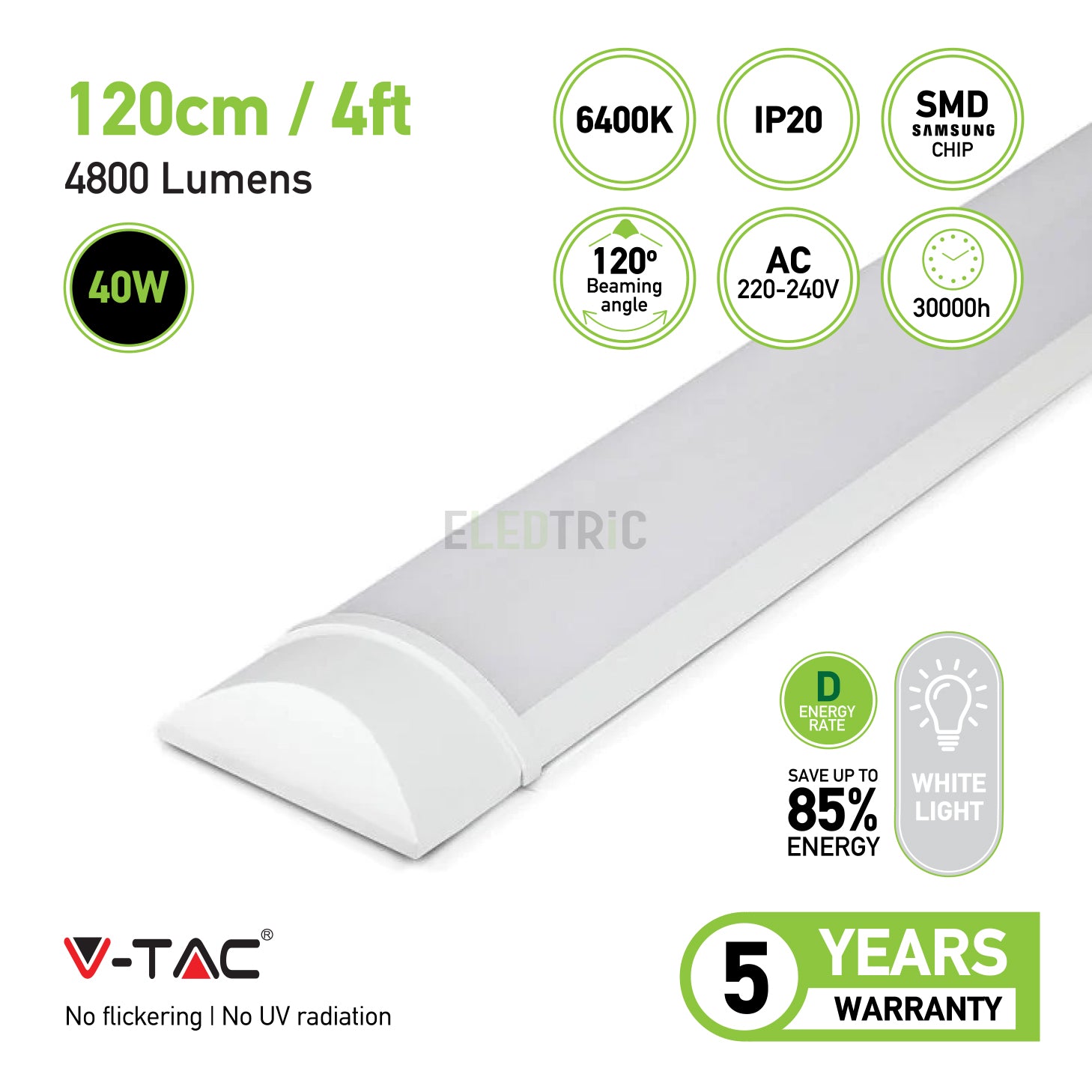 40W LED Grill Fitting 120CM SAMSUNG CHIP 6400K