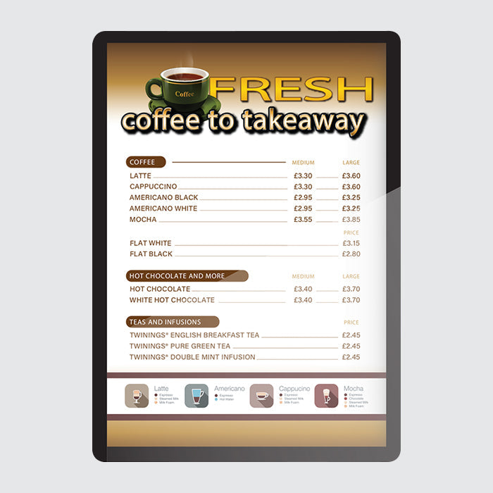 A1 Black Acrylic Round Corner Magnetic Poster Display