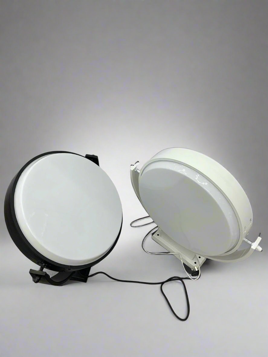 Rotating Double Sided LED Illuminated Projection Light Box, 500mm diameter, come in black and white body