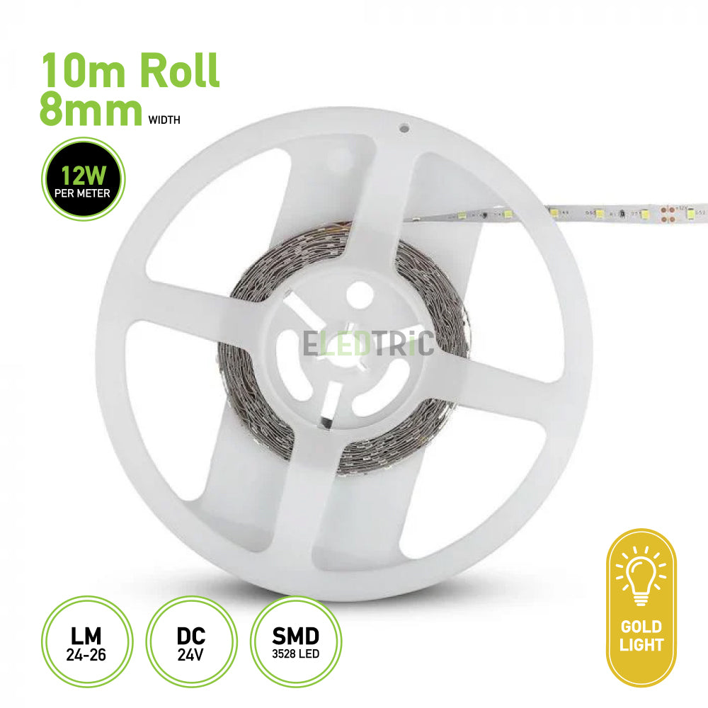 SMD 3528 LED Strip Light 10m Roll Golden