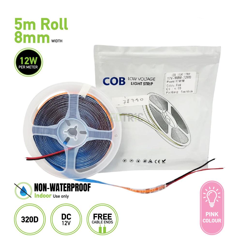 5m Roll COB Low Voltage Light Strip 12V 8mm