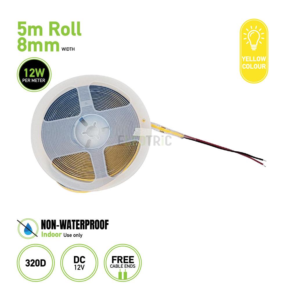 5m Roll COB Low Voltage Light Strip 12V 8mm