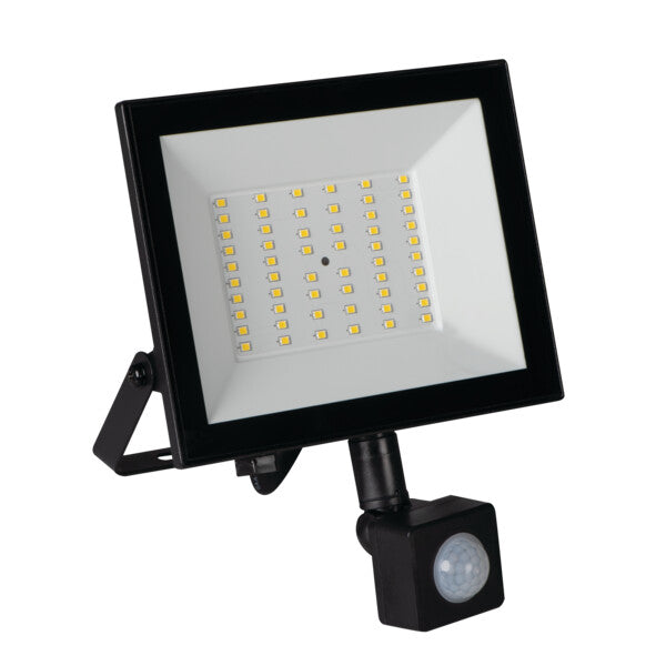 50W LED Security Floodlight Outdoor with Motion Sensor - Black, 4500 Lumens, IP44