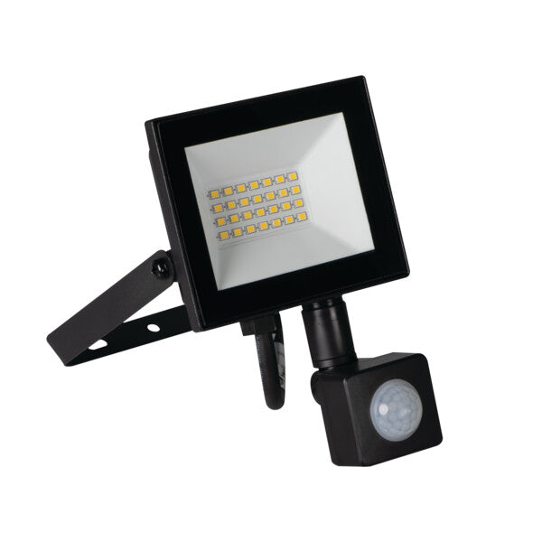 20W LED Security Floodlight Outdoor with Motion Sensor - Black, IP44, 1700 Lumens