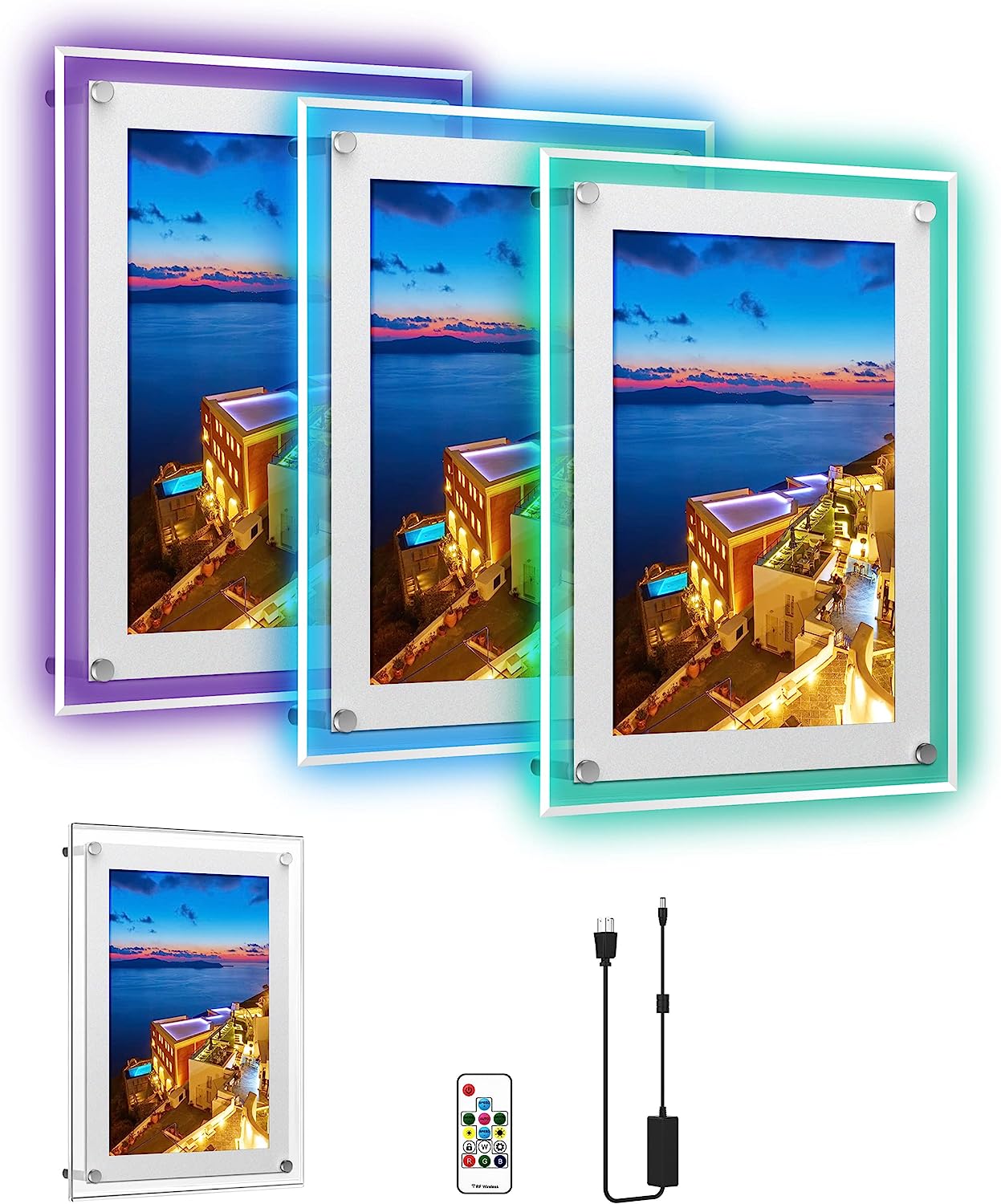 A2 Prestige RGB Colour Changing LED Display Panel - Slimline Acrylic Illuminated Poster Frame for Menus & Signage